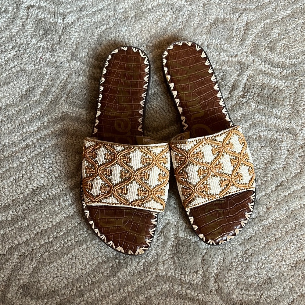 Sam Edelman Orange and White Embellished Sandal